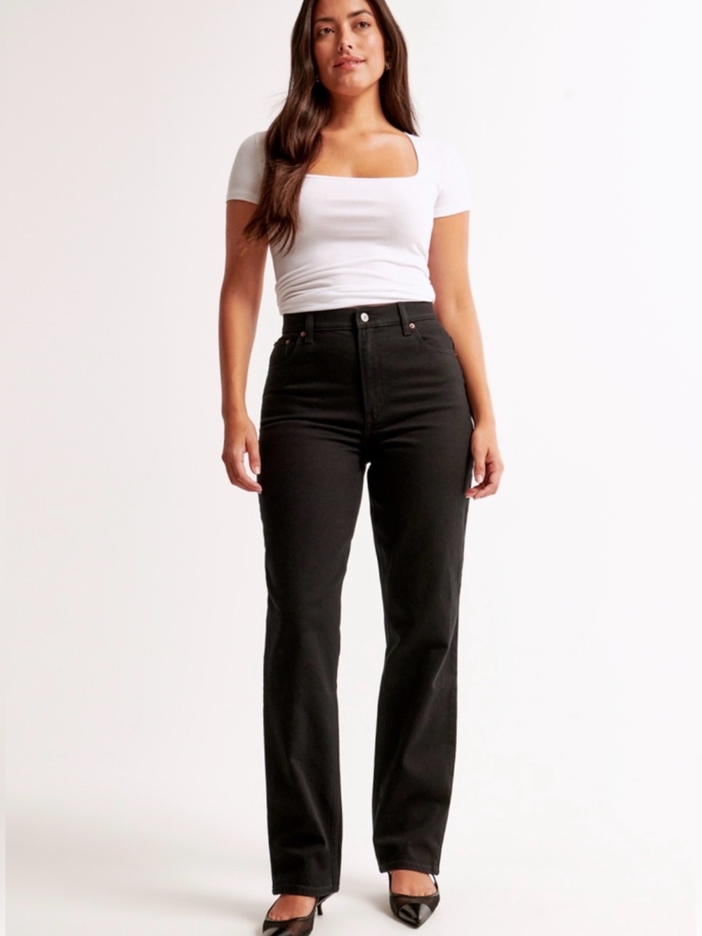 High-Rise Straight Leg Women's Jeans in Black